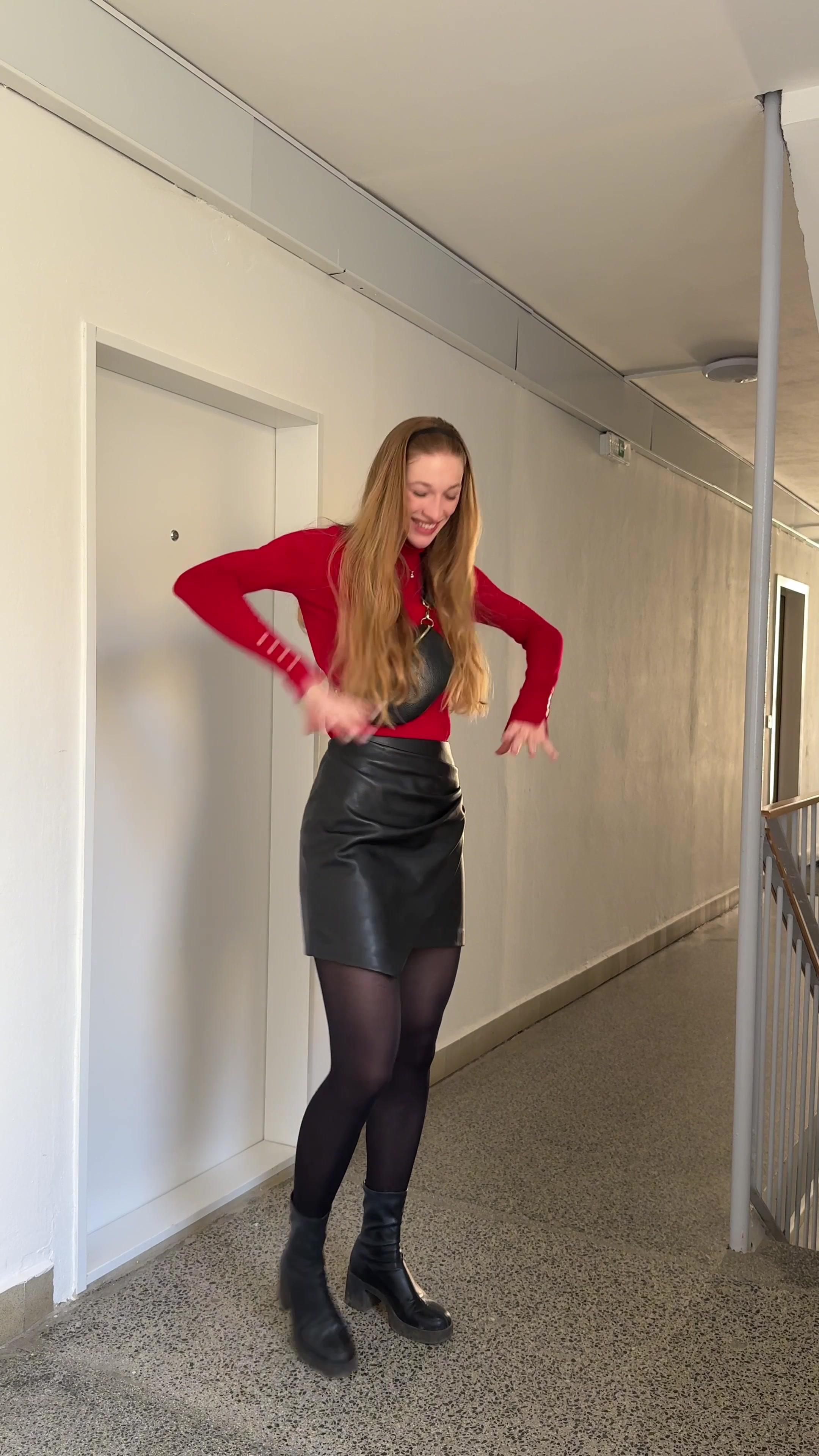 Energetic Woman Dancing and Posing
